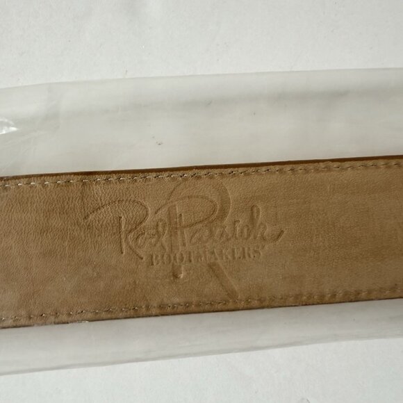 Rod Patrick Boots Mens Western Belt 1.25 in Size 34 Tan Horse Leather Taper End - Picture 7 of 10